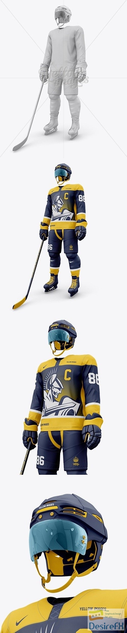 MenвЂ™s Full Ice Hockey Kit with Visor mockup (Half Side View) 14843 TIF