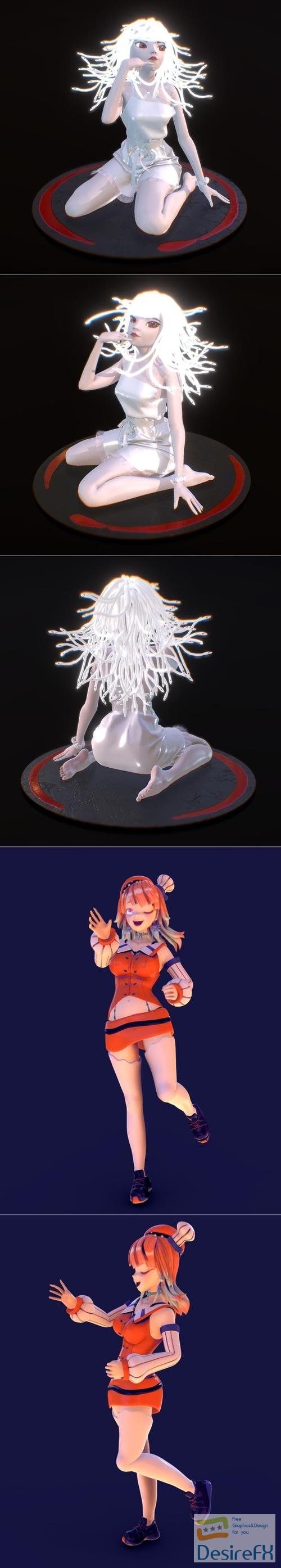 Nadeko Sengoku and Takanashi Kiara - Vtuber Hololive anime style – 3D Print