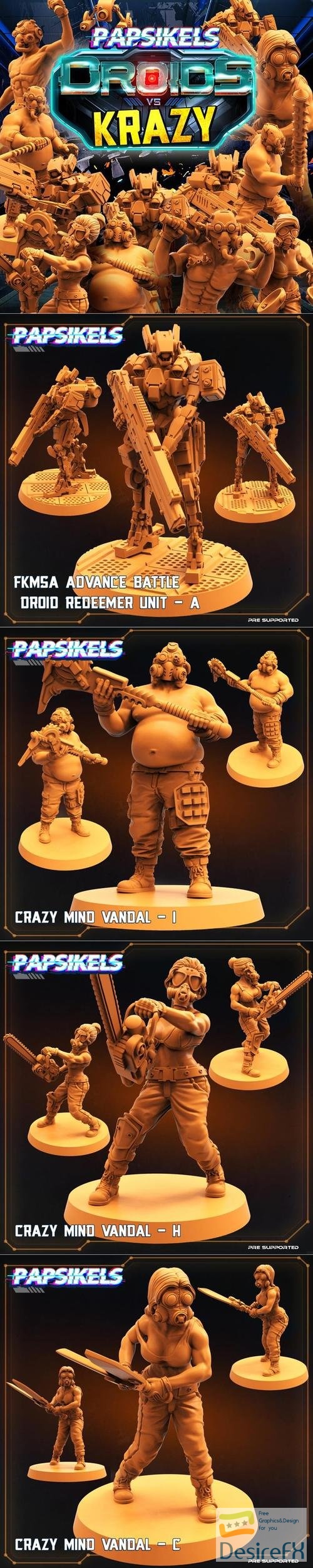 PapSikels Miniatures - Droids and Krazy March 2022 – 3D Print