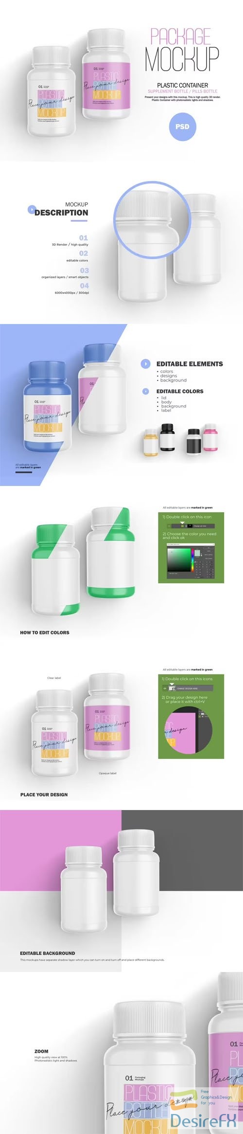 Plastic Container - Pills Bottle PSD Mockup Template