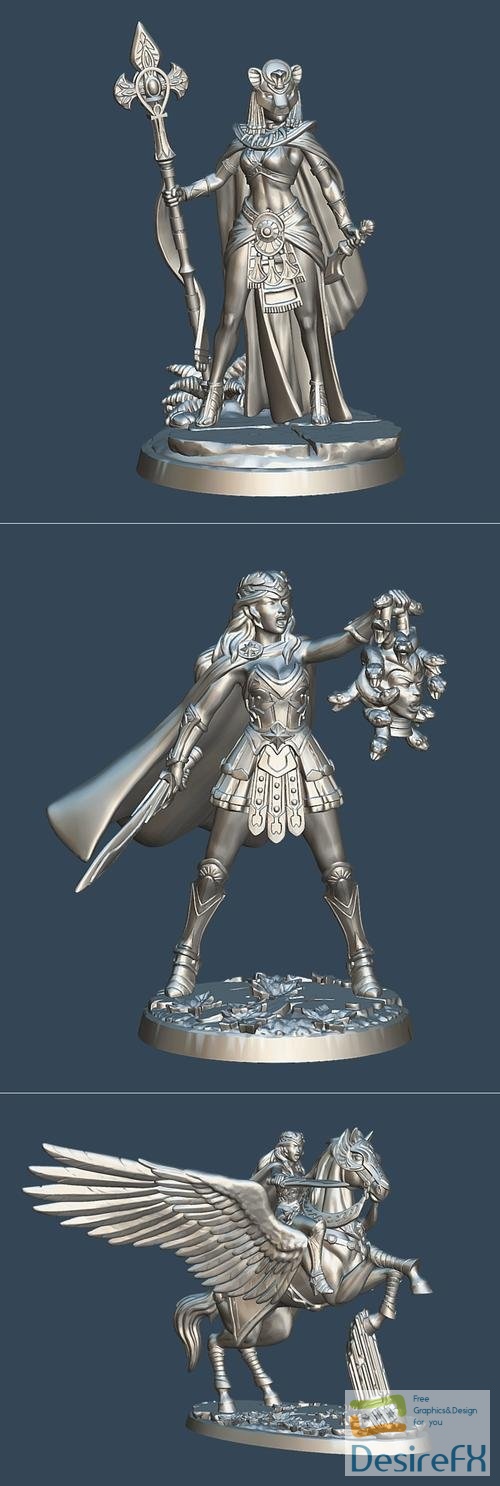 Priestess of Sekhmet and Princess Andromeda and Pegasus – 3D Print