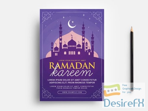 Purple Ramadan Flyer Layout with Mosque Illustration 326497184