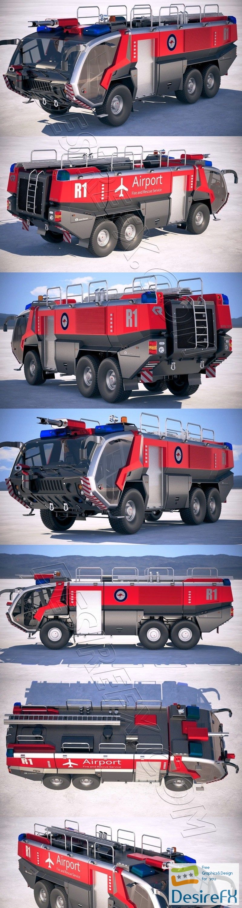 Rosenbauer Panther Fire Truck 6x6 3D Model