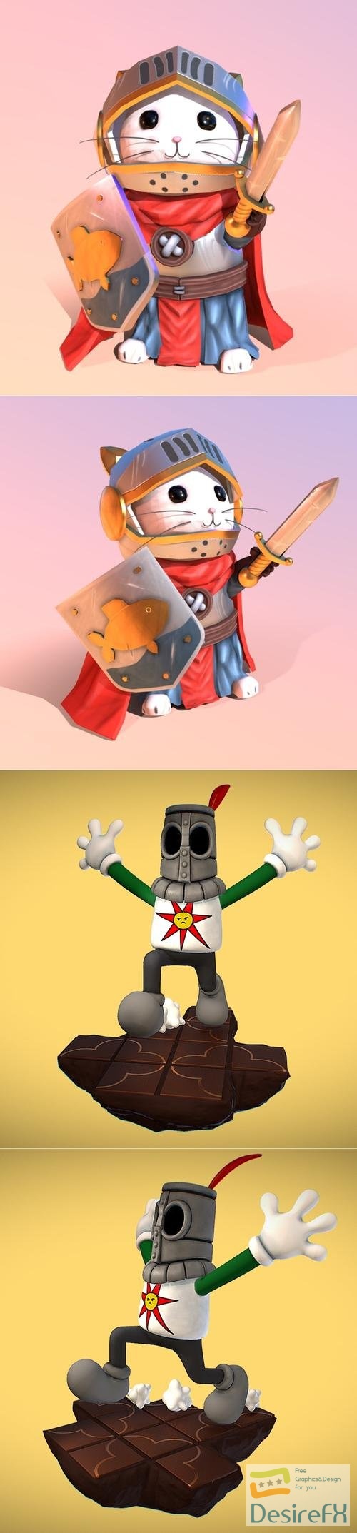 Sir Pouncealot and Solaire – 3D Print