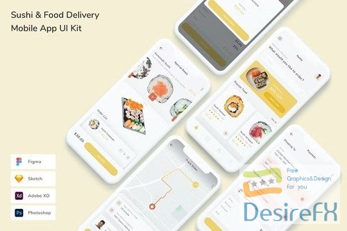 Sushi & Food Delivery Mobile App UI Kit