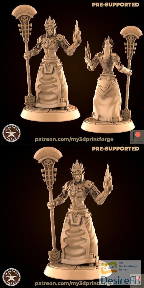 Tribe Female Priest with Staff – 3D Print