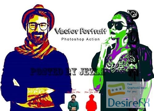 Vector Portrait Photoshop Action - 7505139