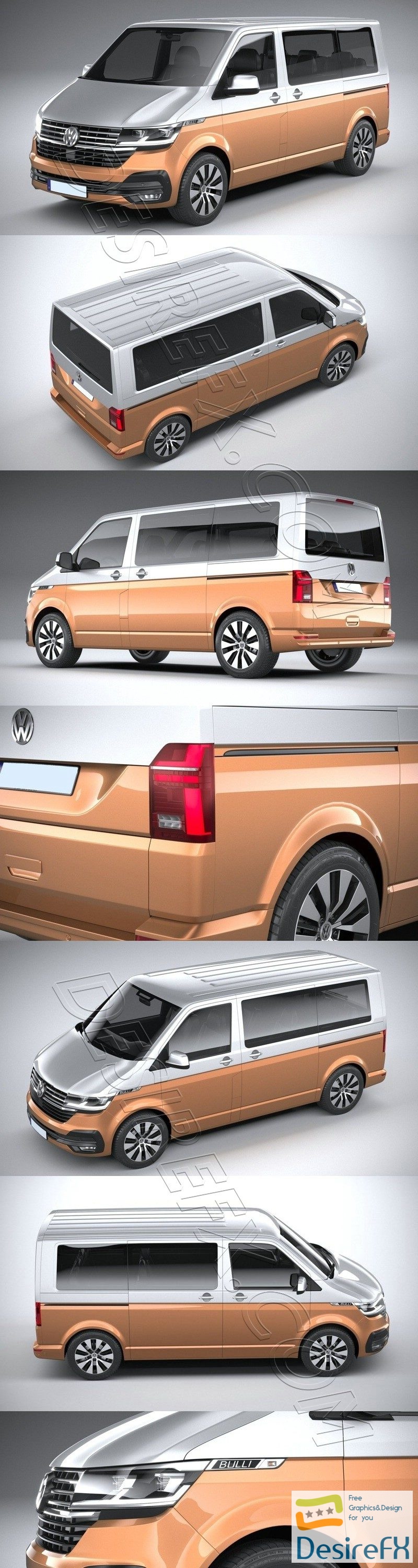 Volkswagen Transporter T6.1 Bulli 2020 3D Model