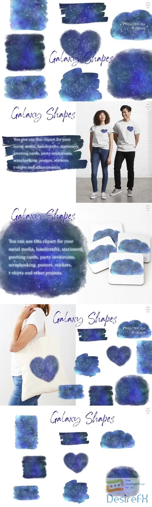 Watercolor Galaxy Shapes PNG Clipart