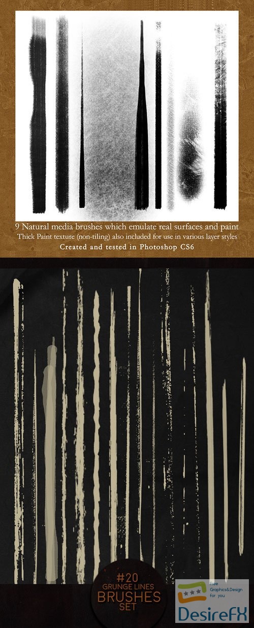 30 Grunge Lines Brushes for Photoshop