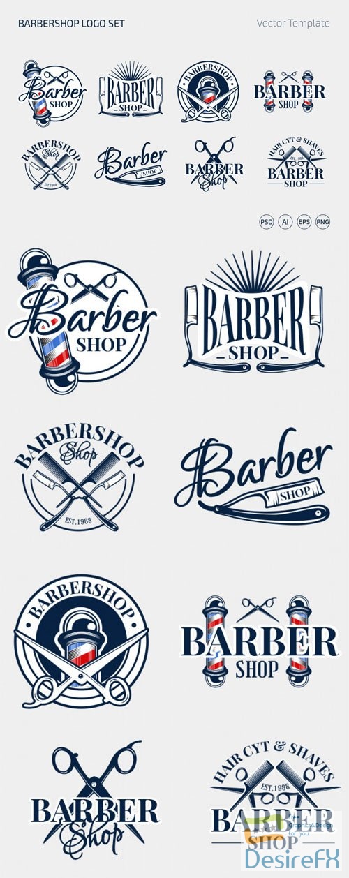 Barbershop Logos Vector Templates