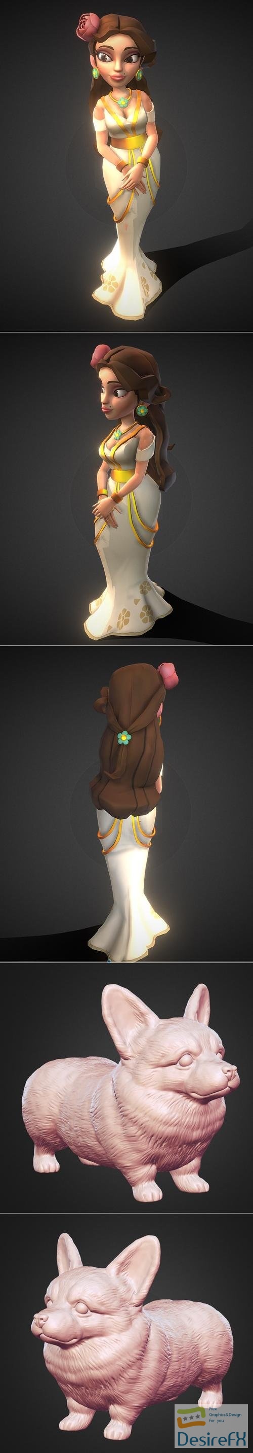 Belle and Cute Corgi – 3D Print