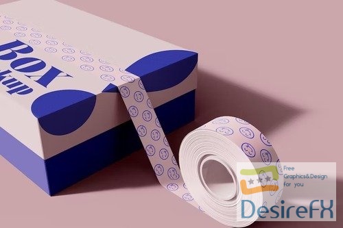 Box Package with Label Mockup