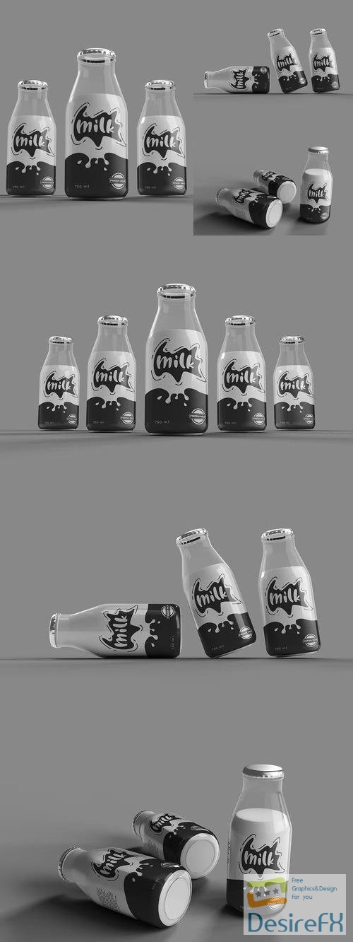 Bundle Milk Bottle Mockup