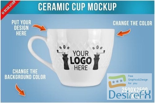 Ceramic Coffee Cup Mockup PSD
