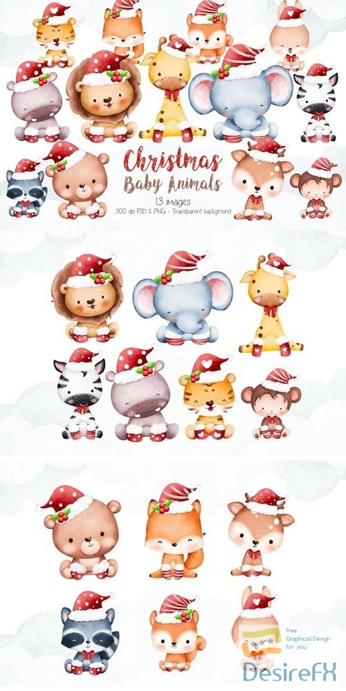 Christmas Baby Animals Clipart