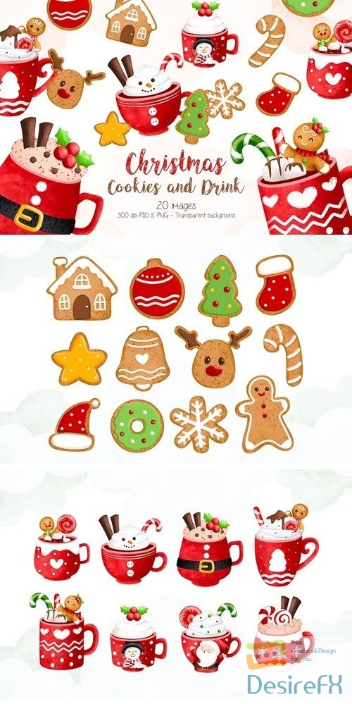 Christmas Cookie and Drink Clipart