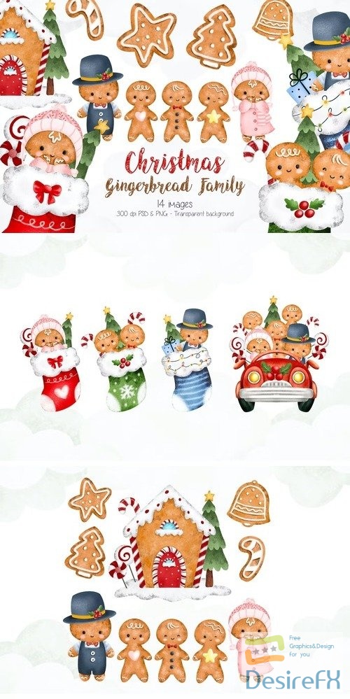 Christmas Gingerbread Family Clipart