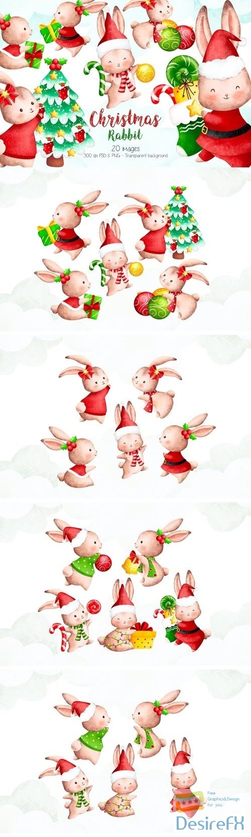 Christmas Rabbit Clipart