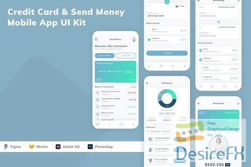 Credit Card & Send Money Mobile App UI Kit