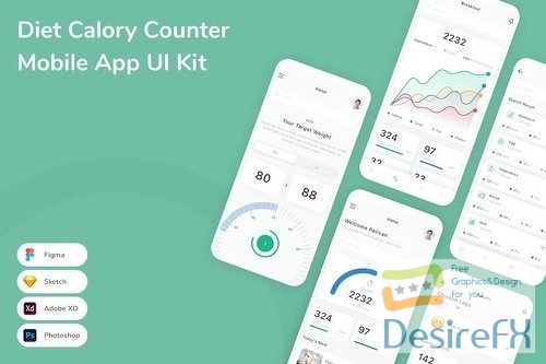 Diet Calory Counter Mobile App UI Kit