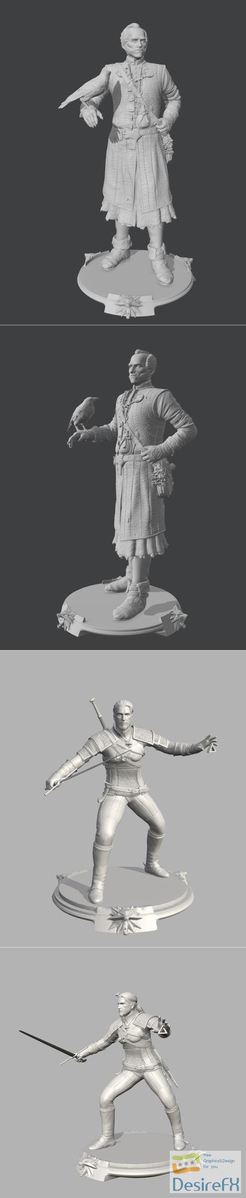 Emiel Regis and Geralt of Rivia The Witcher White Wolf – 3D Print