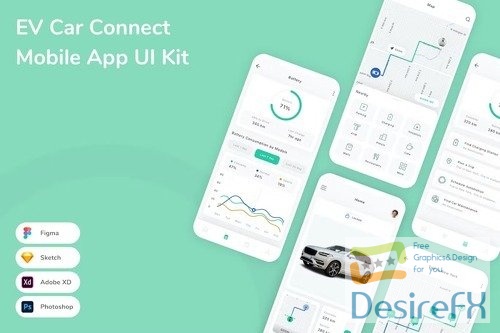 EV Car Connect Mobile App UI Kit