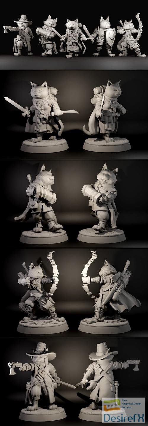 Fantasy Cats RPG Party - The Scruffy Clowder – 3D Print