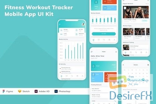 Fitness Workout Tracker Mobile App UI Kit