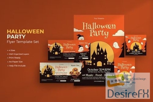 Flat Design Halloween Flyer - Tickets & Instagram