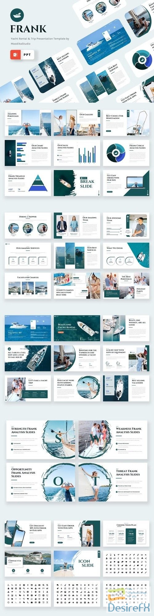 FRANK - Yacht Rental & Trip Powerpoint Template