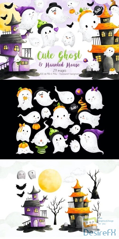 Ghost and Haunted House Clipart