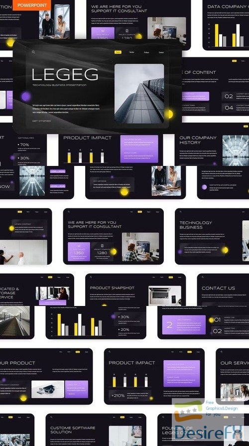 Glassmorphic Purple Yellow Technology Business PPT
