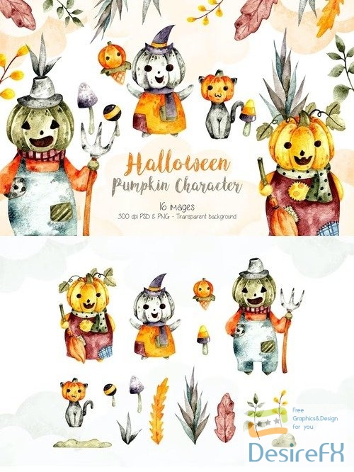 Halloween Pumpkin Character Clipart