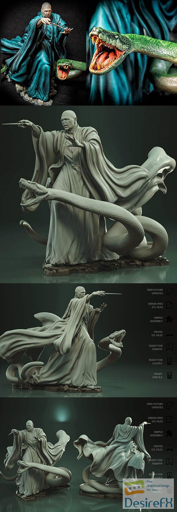Lord Voldemort and Nagini 3D Print