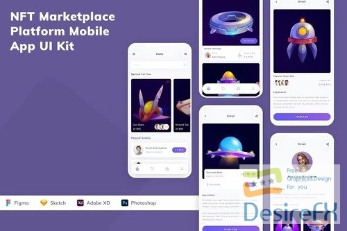 NFT Marketplace Platform Mobile App UI Kit