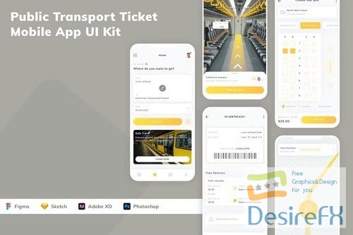 Public Transport Ticket Mobile App UI Kit