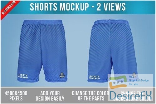 Shorts Mockup Front and Back View PSD