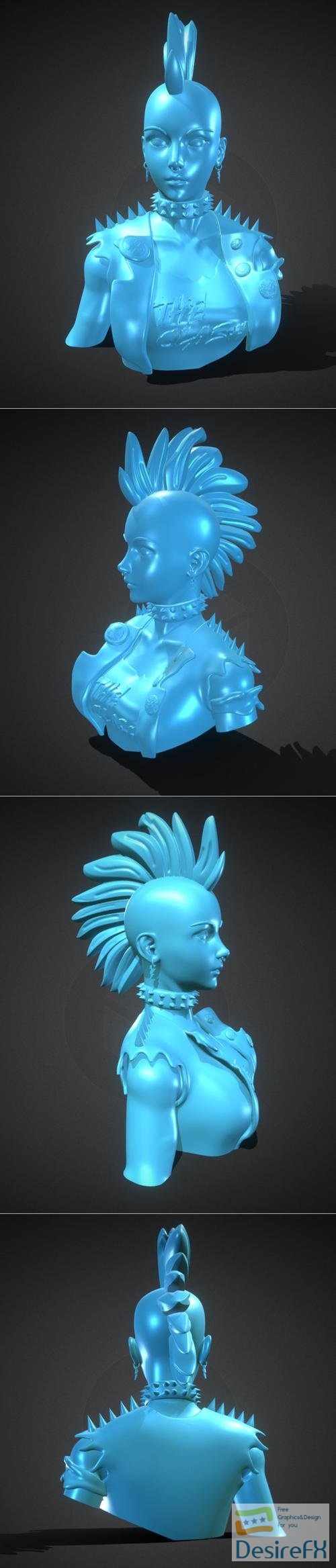 Stylized Punk Storm Bust – 3D Print