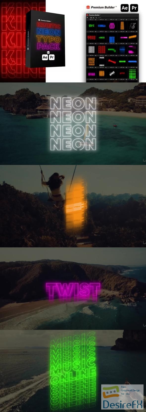 Videohive Kinetic Neon Typo Pack 39609087