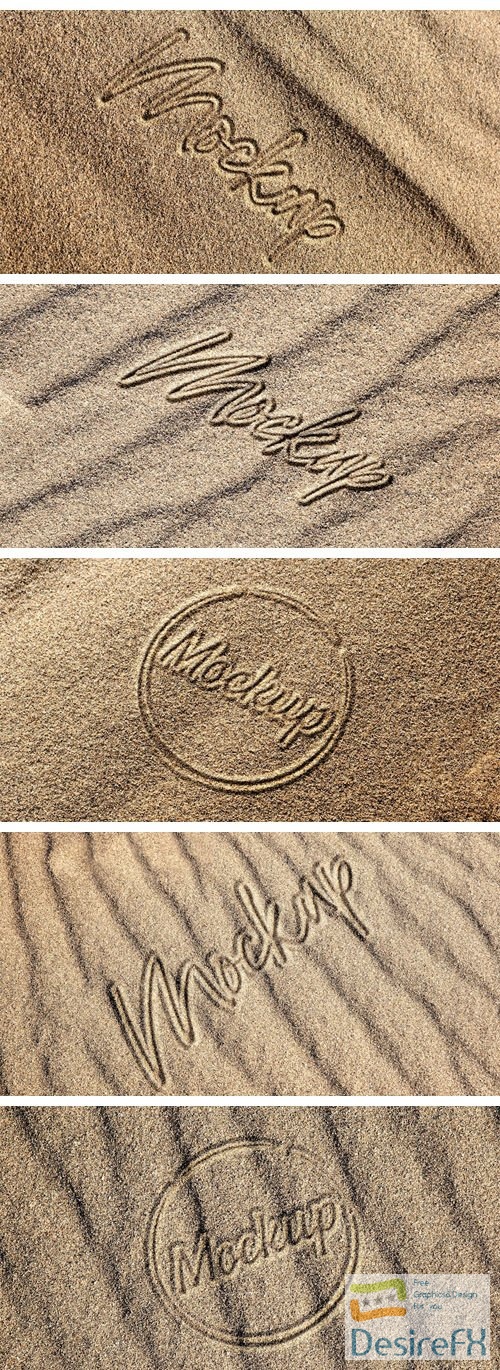10 Logos on Sand - PSD Mockups Templates