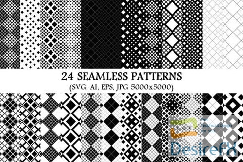 24 Seamless Monochrome Vector Patterns Templates
