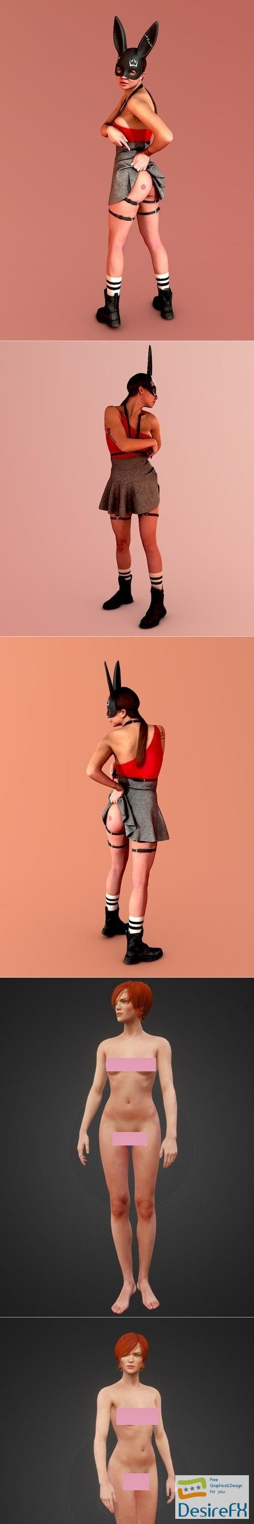 Bunny Robber and Other Naked Redhead – 3D Print