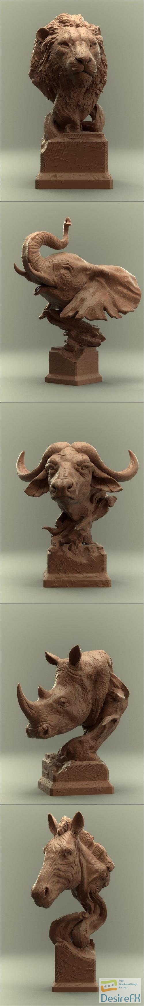 Busts of African Animals – 3D Print