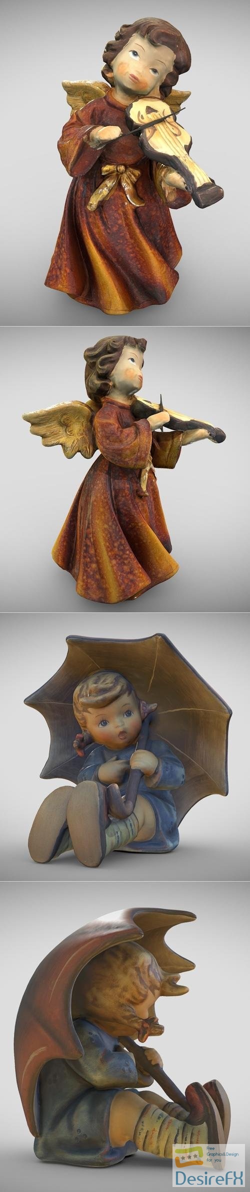 Christmas Angel (Photogrammetry) and Umbrella Girl (Photogrammetry) – 3D Print