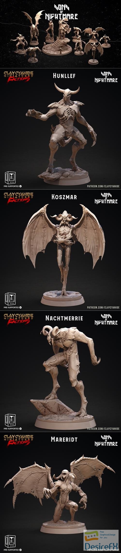 Clay Cyanide Miniatures - Sons of Nightmare – 3D Print