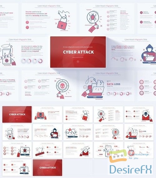 Cyber Attack - PowerPoint Infographics Slides