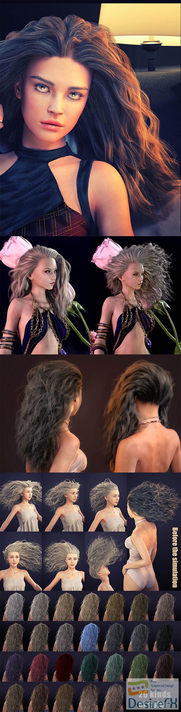 dForce FE Wave Hair for Genesis 8 and 8.1 Female