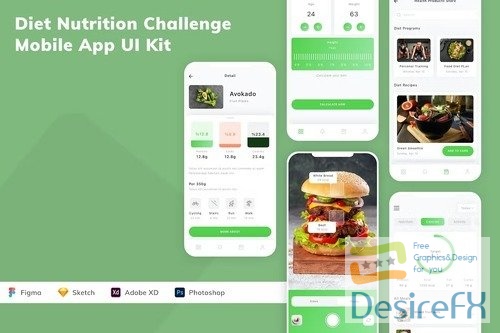 Diet Nutrition Challenge Mobile App UI Kit