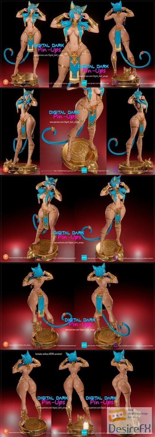 Digital Dark Pin-Ups - Egyptian Catgirl – 3D Print